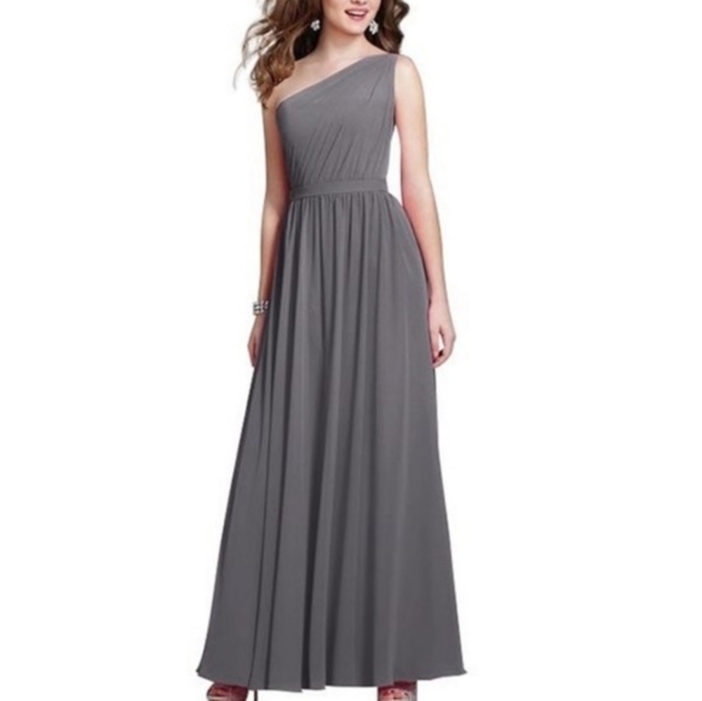 Alfred Angelo one shoulder chiffon gray‎ charcoal